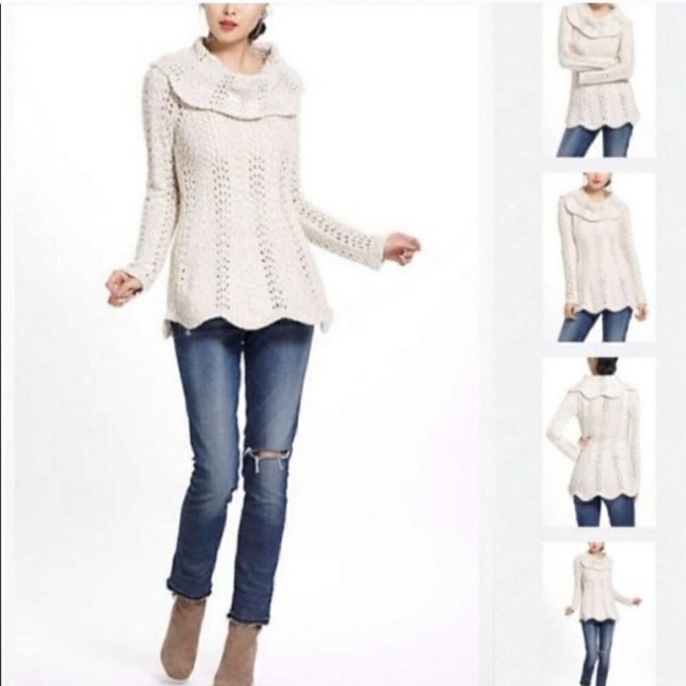 Anthropologie Yellow Bird Cowl Neck Knit‎ Sweater S
